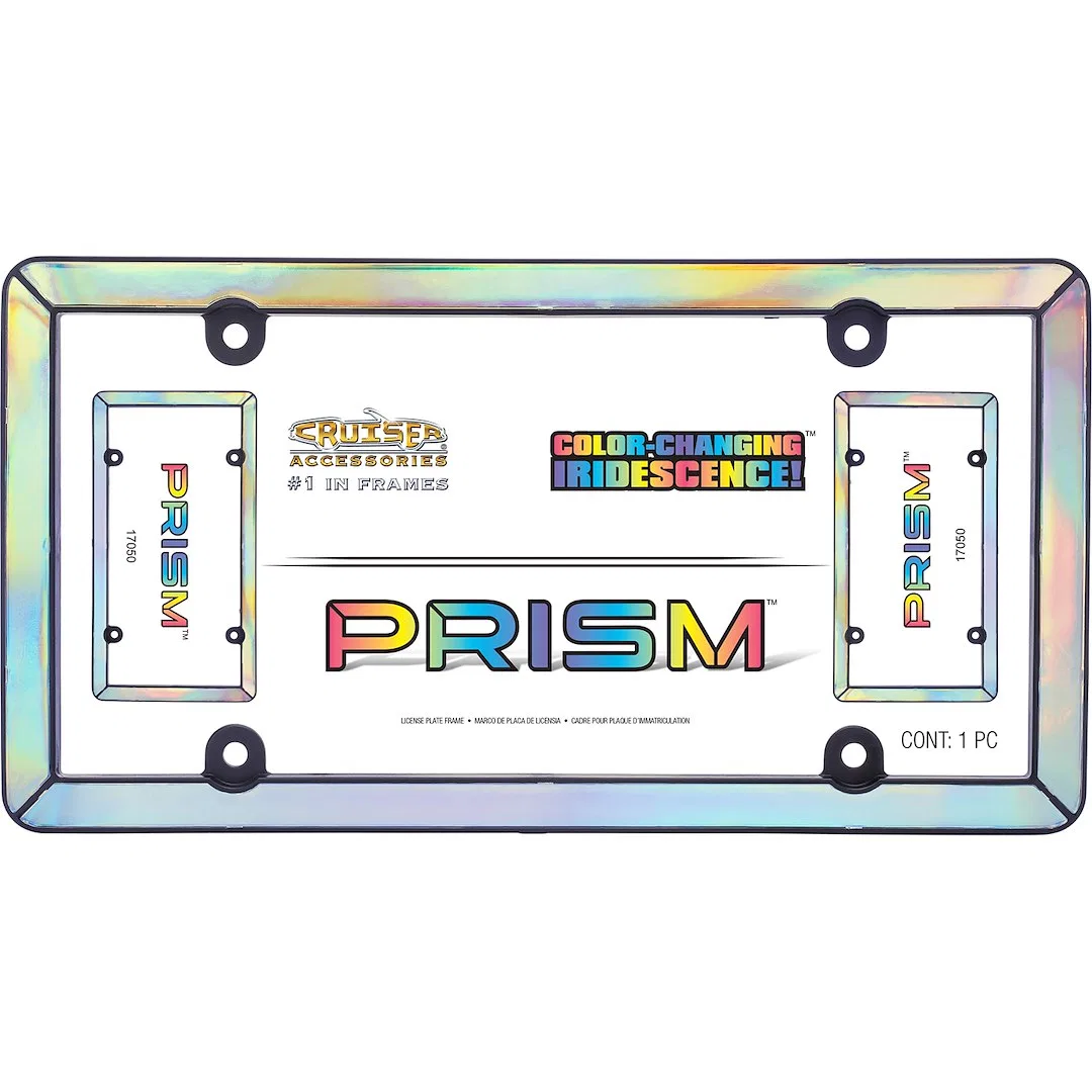 17050 – CRUISER License Plate Frame, Prism Iridescent Design Matte Black ABS Plastic With Polycarbon - view 3